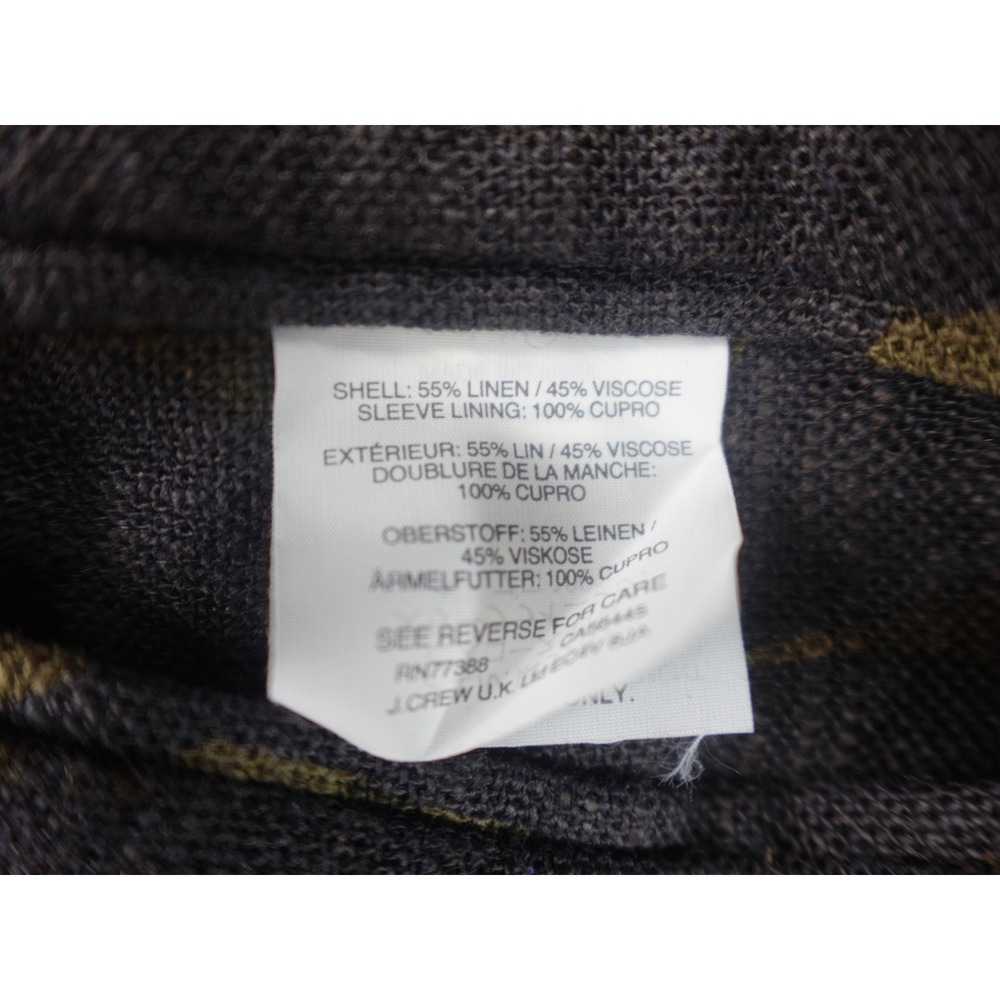 J.Crew Ludlow Linen Mens Large Olive Green Charcoal Tropical Leaf Print Blazer - Picture 12 of 15